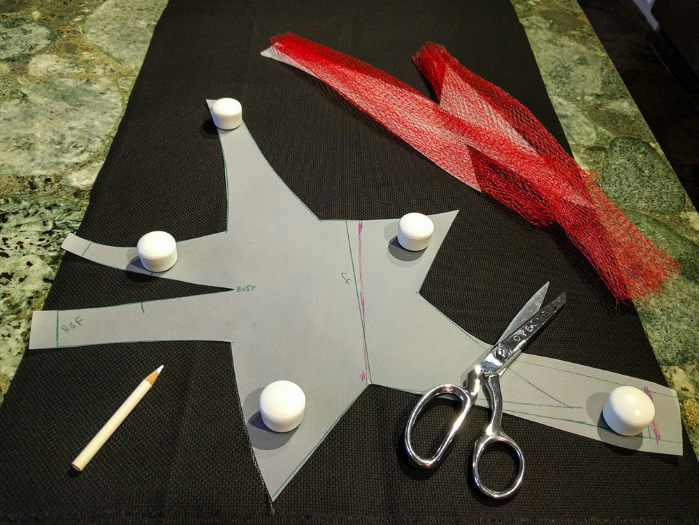 cutting out components for bodice