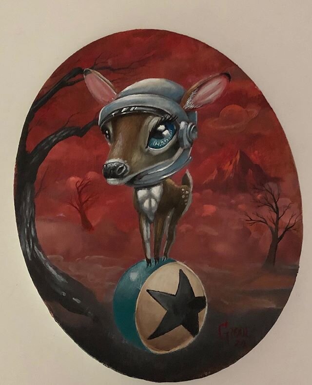 Elon, the Astro fawn, he has a musk so he moved to mars to plant trees. #acrylicpainting