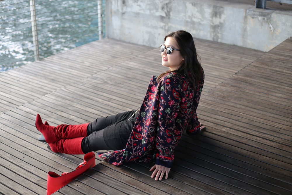 red over the knee boots