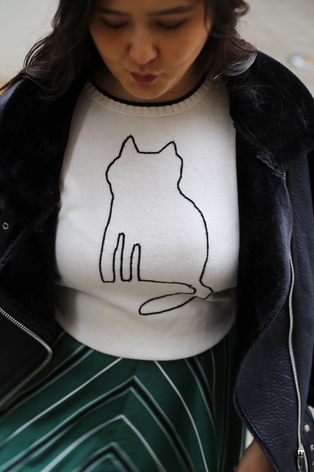 outlined cat sweater
