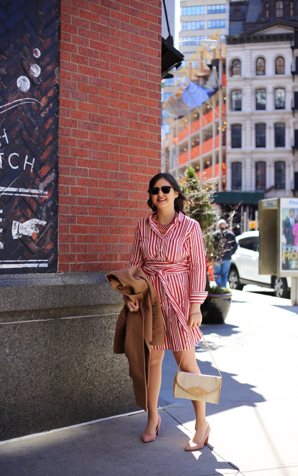 striped belted dress