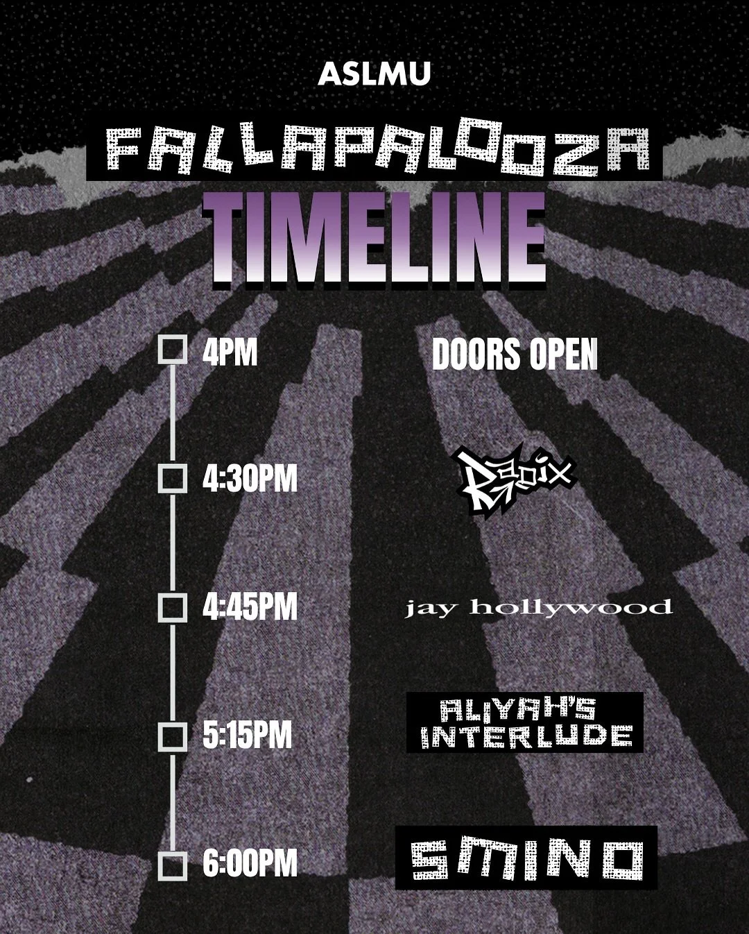 Few things to note for Fallapalooza, 4-7pm, Sunken Gardens see you there!!