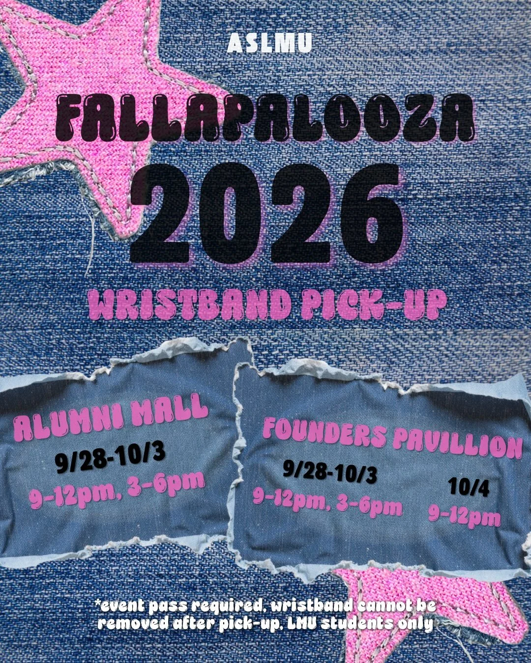 Falla loading&hellip; first stop: wristband pickup! before you pull up&hellip; quick bag check to make sure no prohibited items come in 👀

#aslmu #fallapalooza #lmu