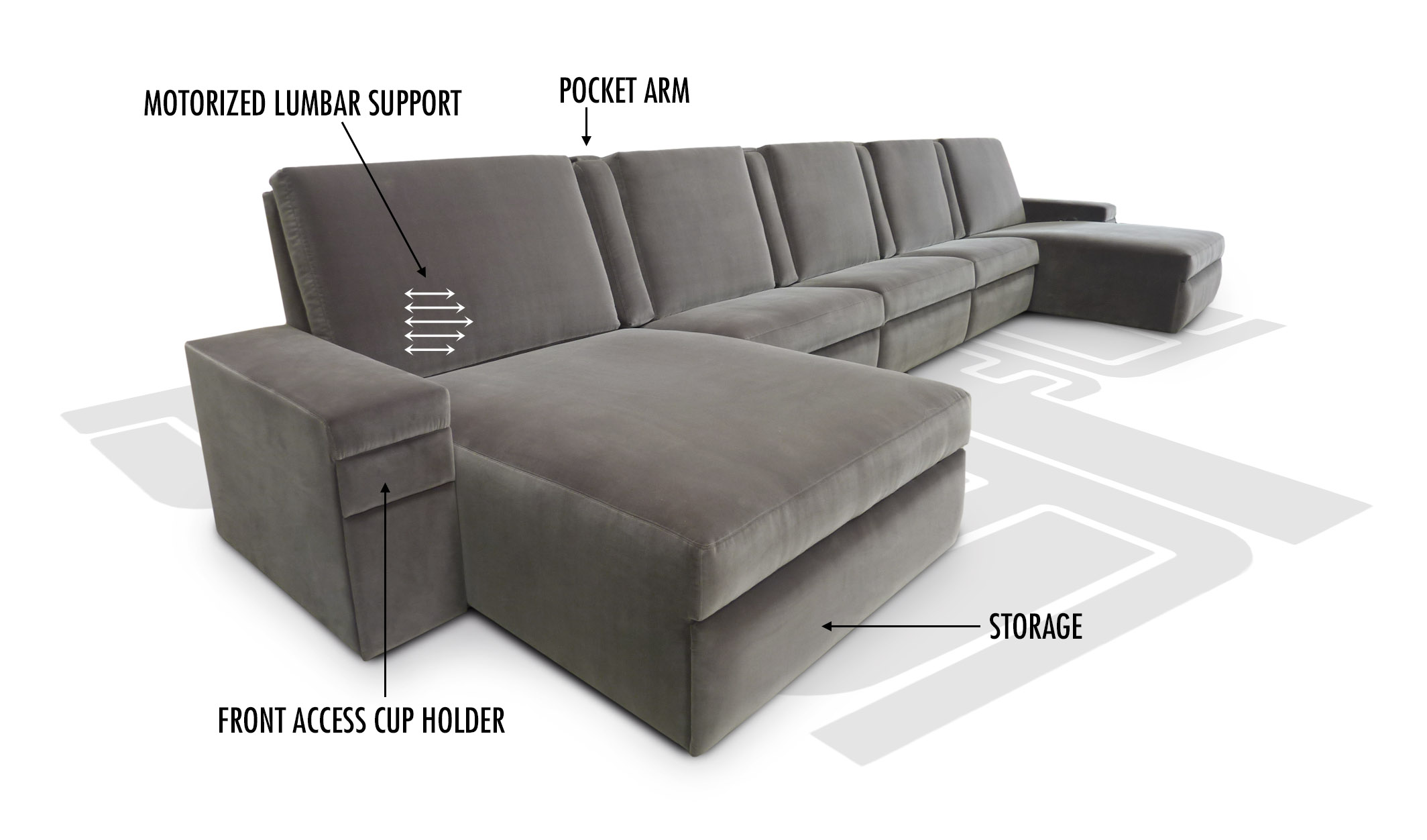   Motorized Lumbar Support. Model: Bel Aire Sectional   