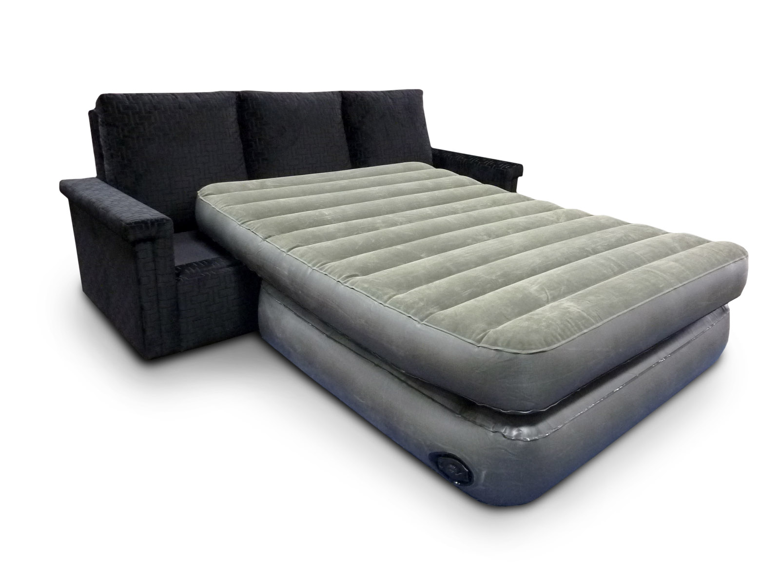   Soho Euro Bed; Seat cushions tuck away and mattress inflates in 3 minutes; full and queen sizes  