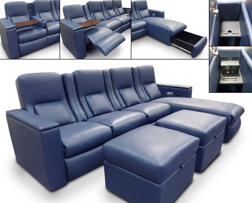   Madison Pocket Arm; Motorized Tray Tables; Motorized Press Back; Heat-Massage; Data Port; Storage Drawer in Chaise; Chaise Footrests; Storage Ottomans  