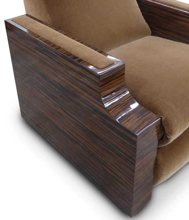 Customized Alexa Macassar Ebony Arms w/Scoop detail; Recessed Arm Pad