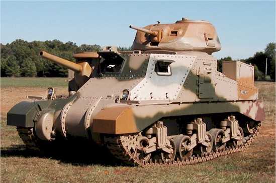 The M3 Grant. Note the heavier top turret with no command cupola. Note the different hull construction. Some Lee variants had this hull, as well.