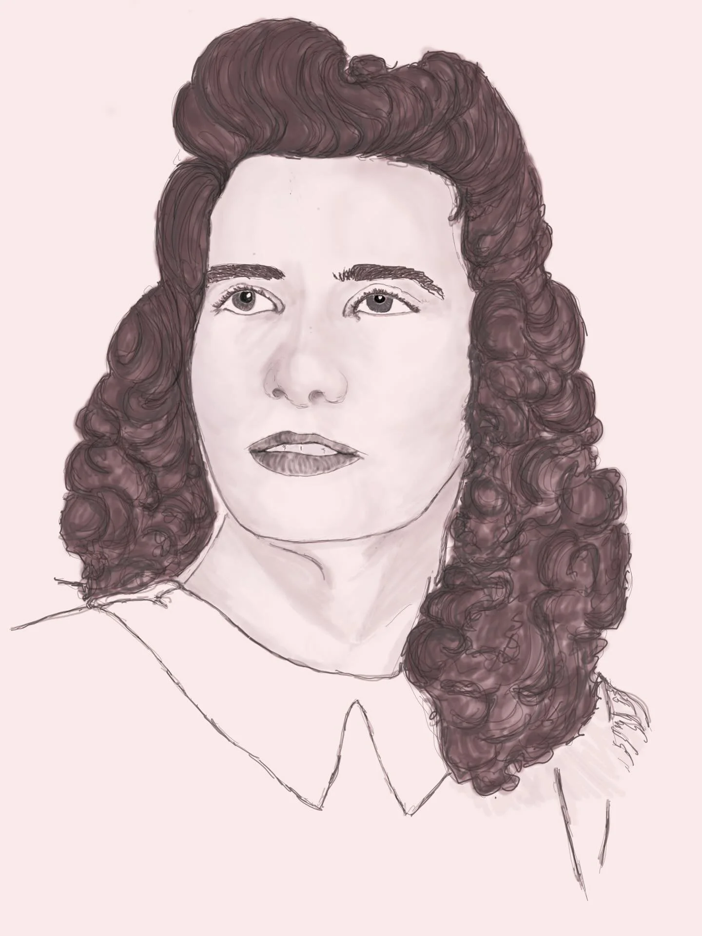 Another imperfect small thing to work on - a portrait of Wilma Hoke (my grandmother).
Trying to remember the joy I find in drawing, among other things.
Trying to pick up where my dad left off. 
Trying new things.