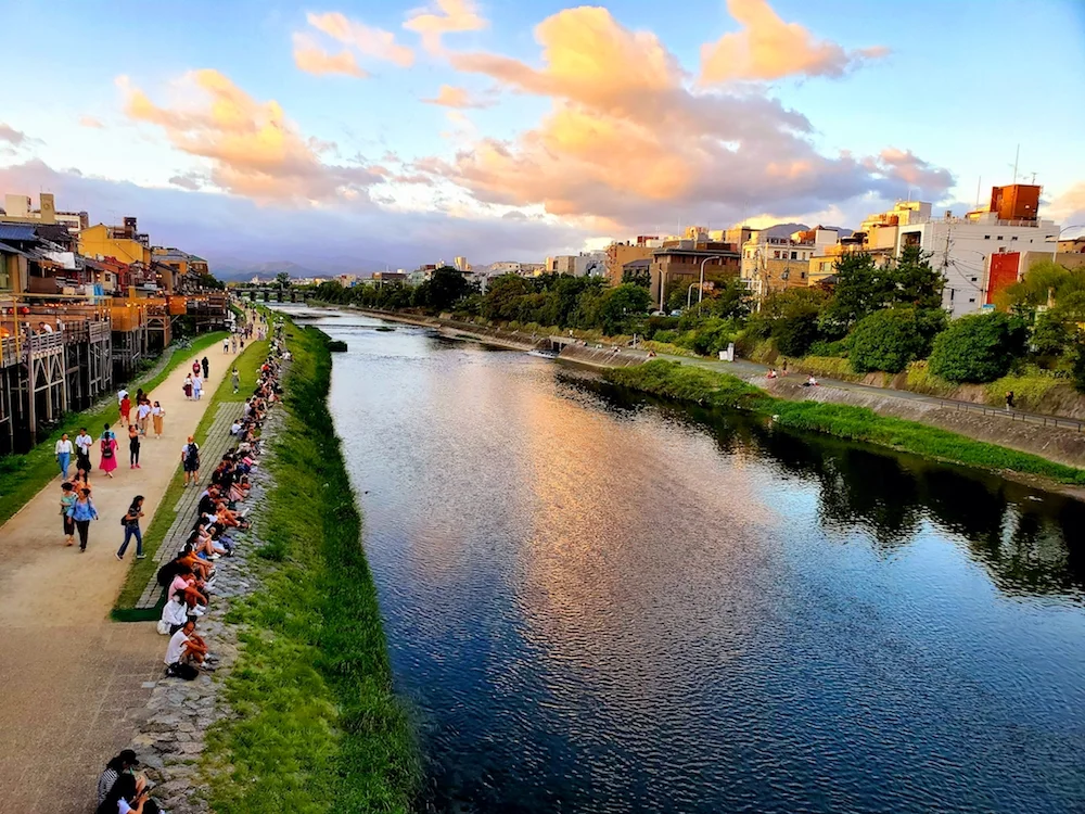 Kamo River in Kyoto.