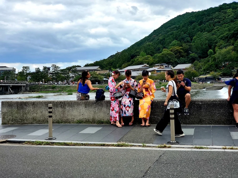 Sitting outside of % Arabica in Arashiyama, a Kyoto district.