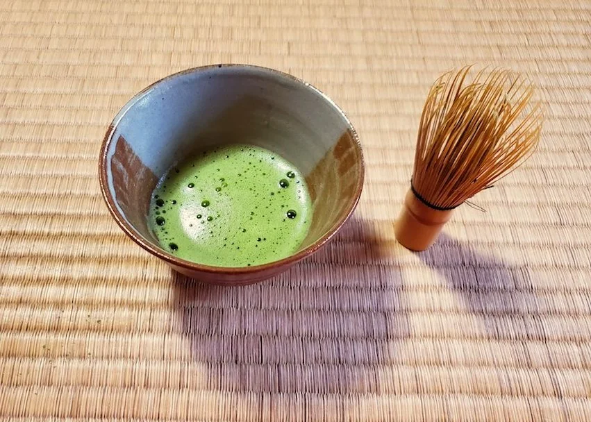 Traditionally prepared matcha tea at Camellia Garden in Kyoto.