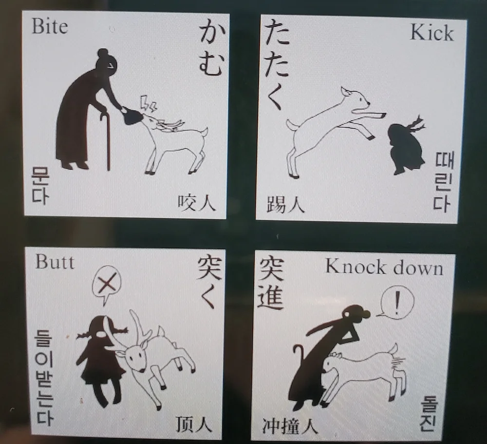 A warning sign about the deer in Nara.