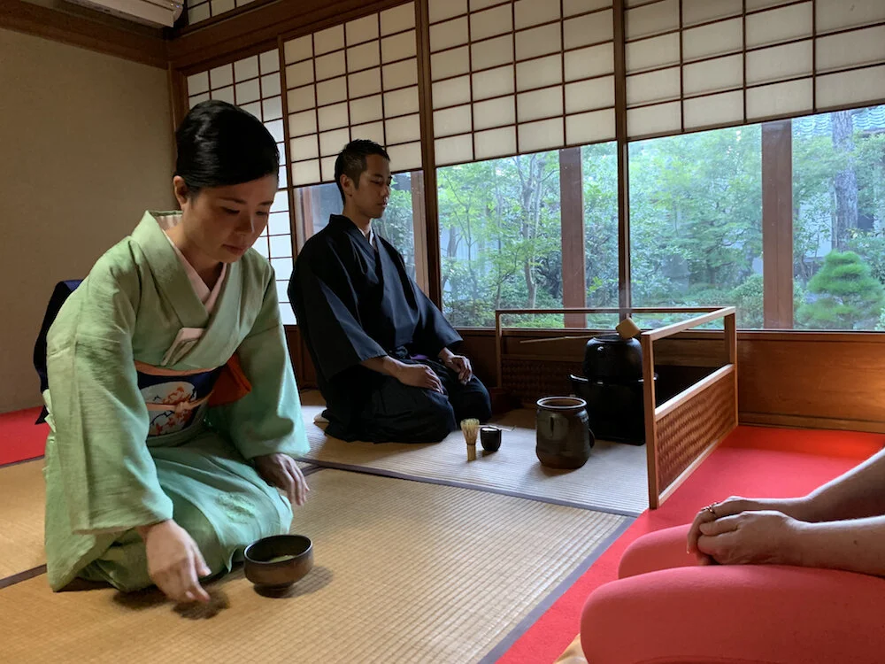Traditional tea ceremony at Camellia Garden in Kyoto.