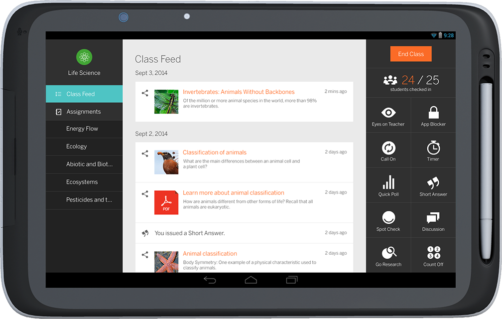 Figure 3: Amplify Tablet software (teacher's view).