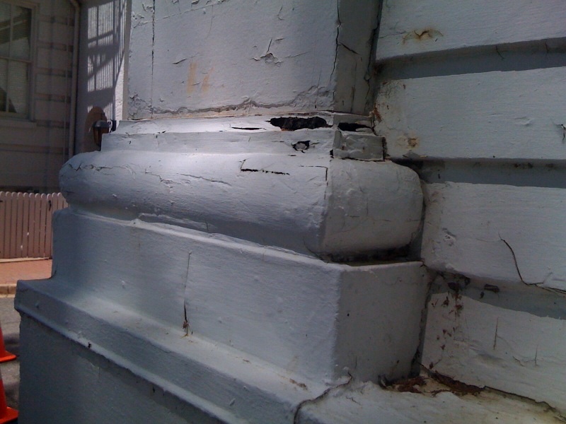Typical damage to pilaster base.