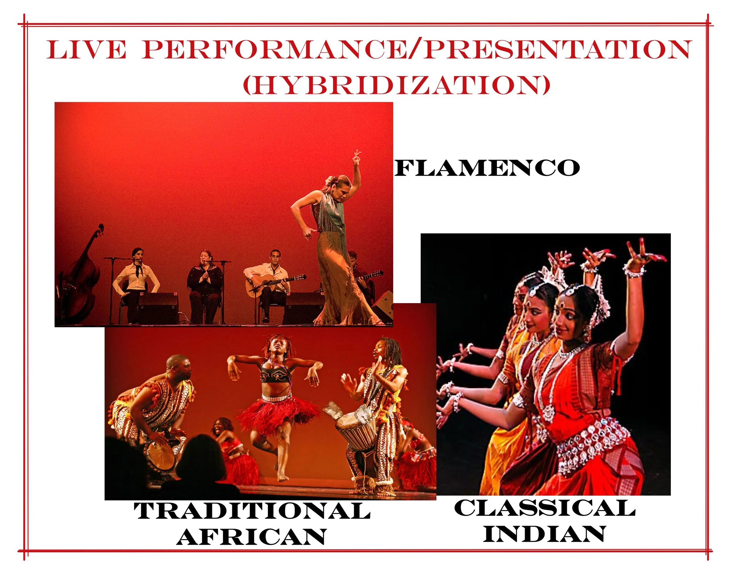 And then after an evening of separate elements  (like the three different dances shown above), they are then intentionally combined trying to find the commonality between then, and hopefully something new is experienced.