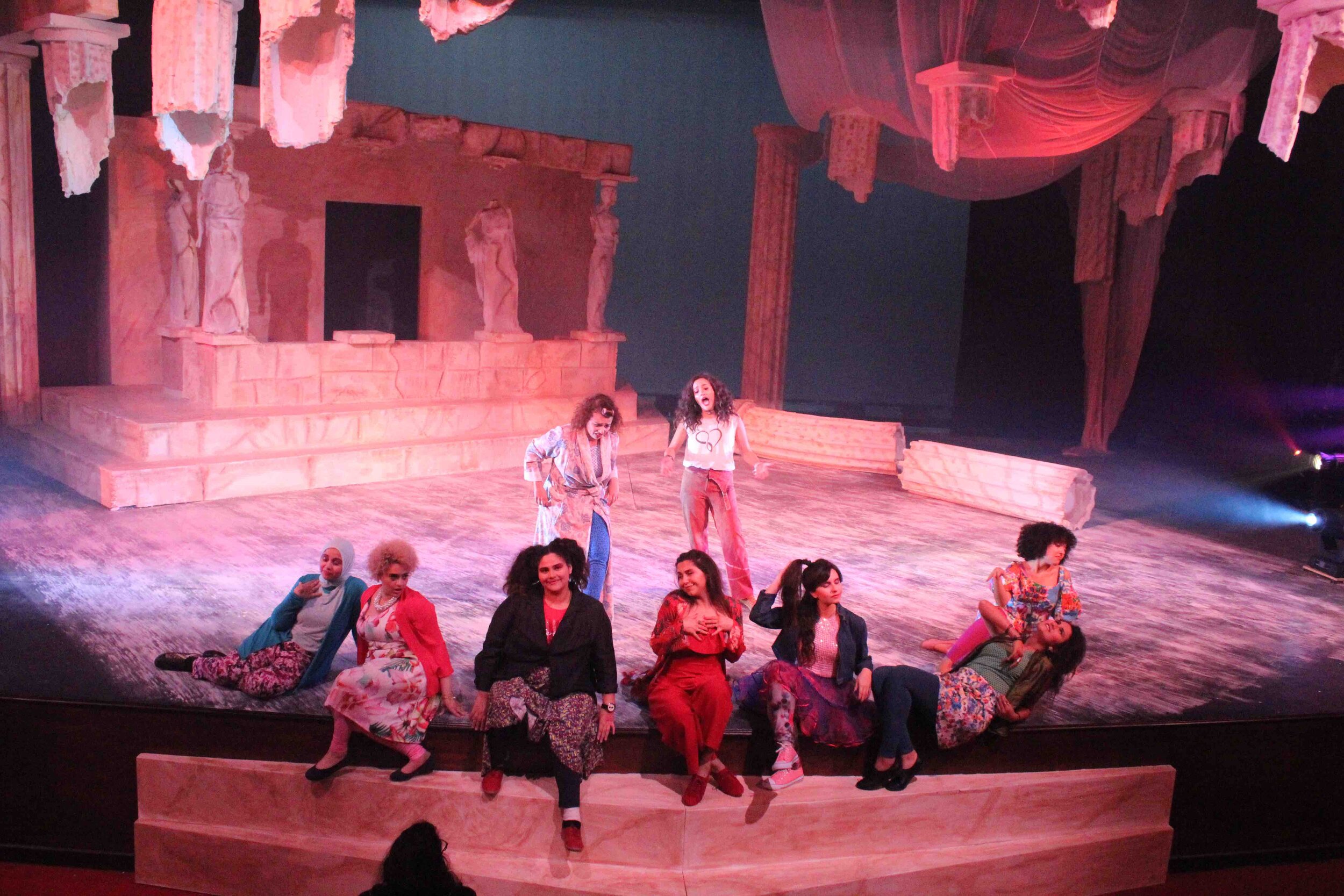 Lysistrata- The downstage steps allowed the director to stage the cast in the audience’s lap