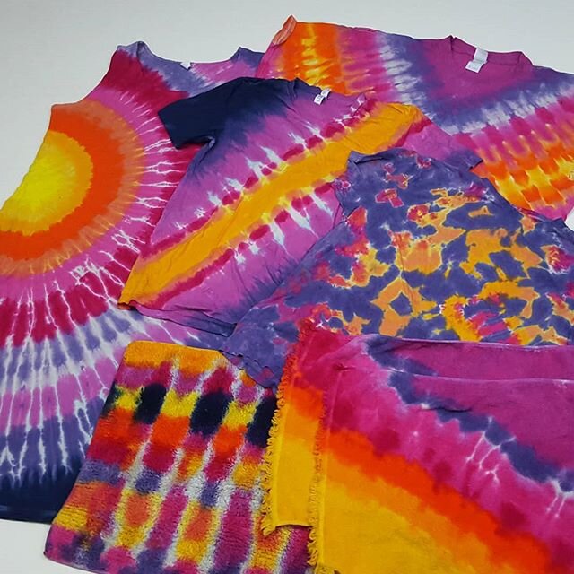 Some finished items from the #sunset #ombr&eacute; #tiedye batch i did last week!