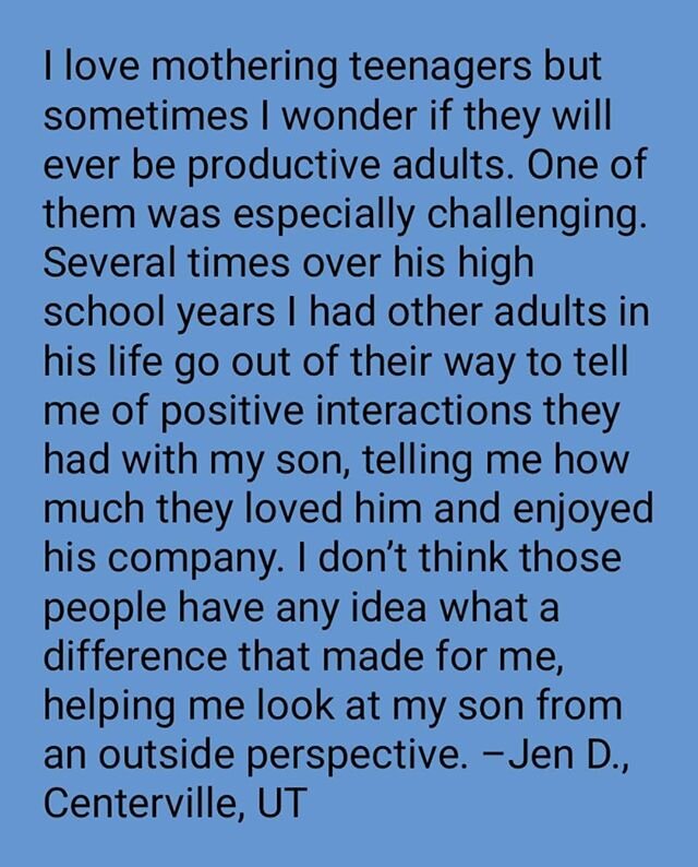 So significant. 💛 &quot;I love mothering teenagers but sometimes I wonder if they will ever be productive adults. One of them was especially challenging. Several times over his high school years I had other adults in his life go out of their way to 