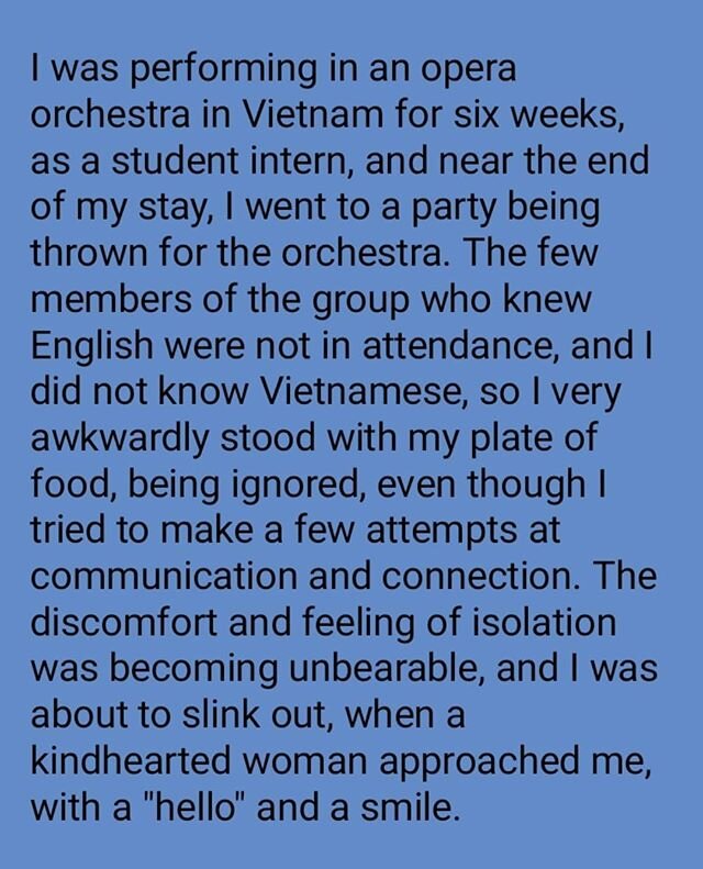 &quot;This radically changed my sense of acceptance.&quot; 🇻🇳💛 &quot;I was performing in an opera orchestra in Vietnam for six weeks, as a student intern, and near the end of my stay, I went to a party being thrown for the orchestra. The few membe