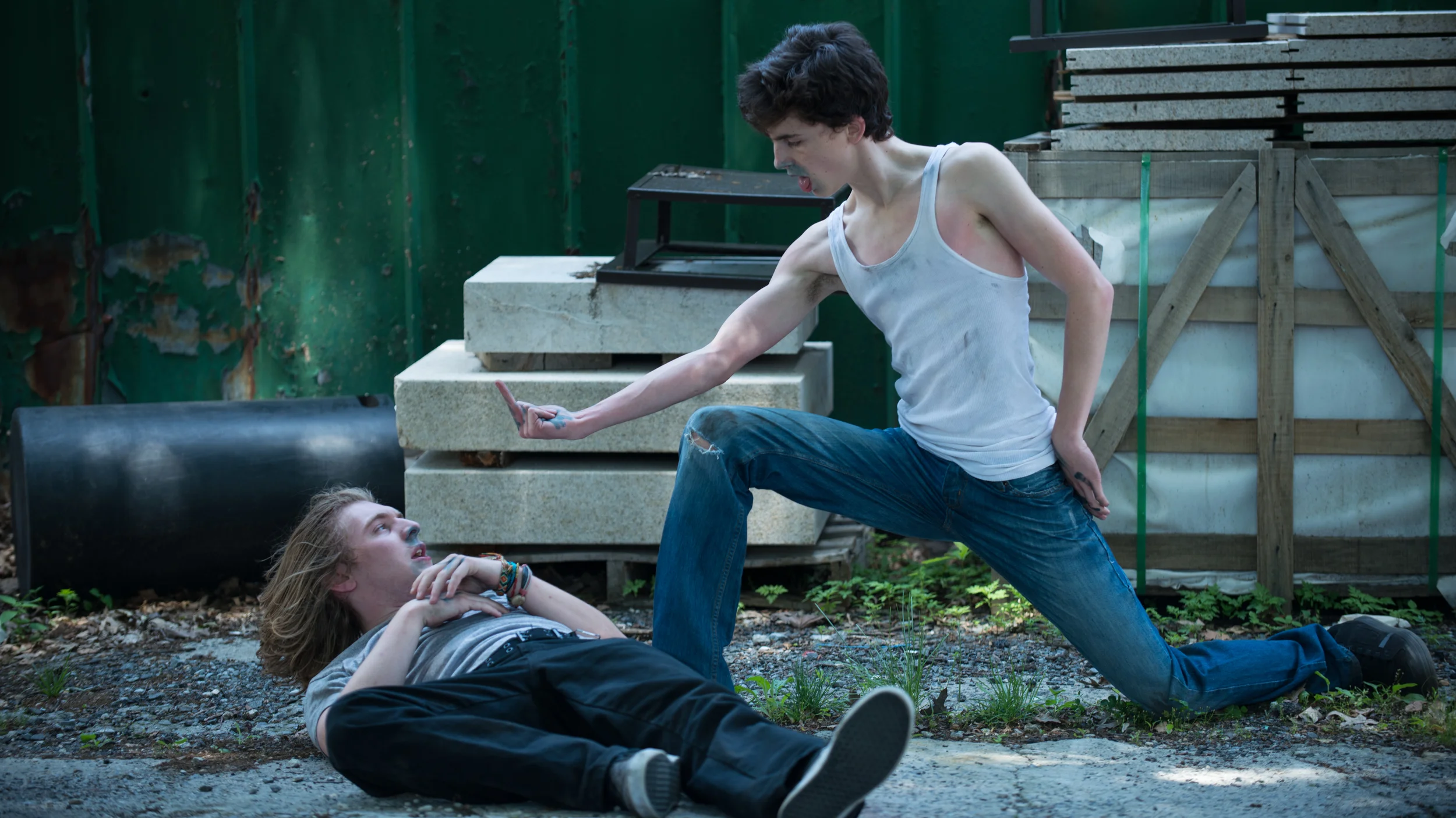  DANNY FLAHERTY AND TIMOTHEE CHALAMET IN THE ADDERALL DIARIES 