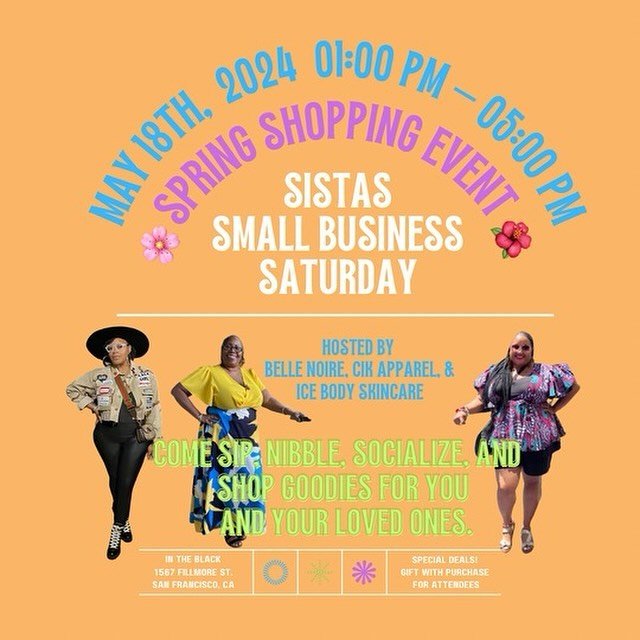 SAVE THE DATE! This Saturday 5/18 we would love to see the entire community come show up and support this lop up brought to you by @cikapparel_ , @belle_noire_accessories and @shopicebody 🫂💫! 📍1567 Fillmore Street at @intheblackshop !
&bull;
&bull