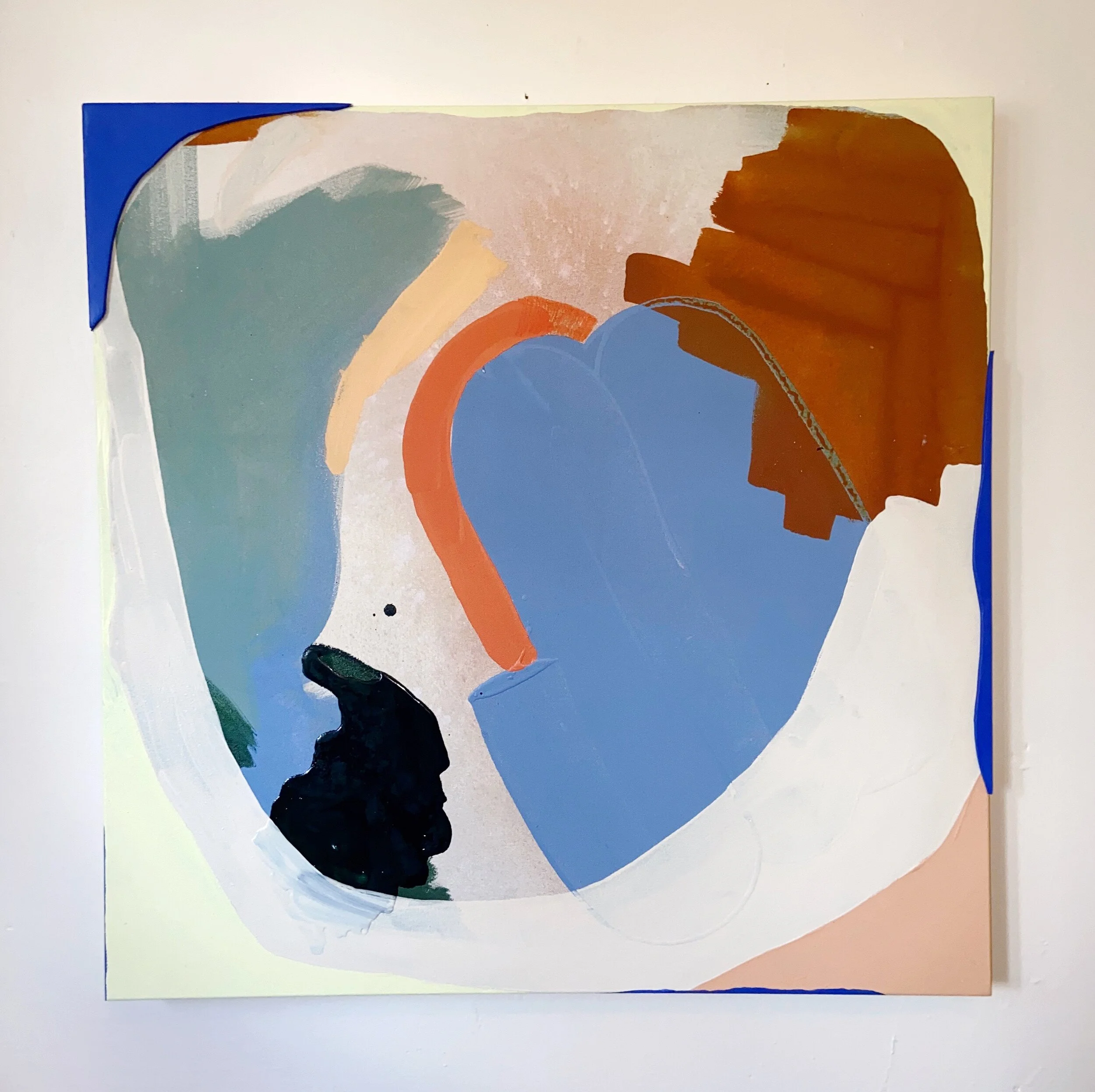 A Rebuilding Plan, 2020 | 30x30, acrylic, pouring medium, and foam core board on canvas.