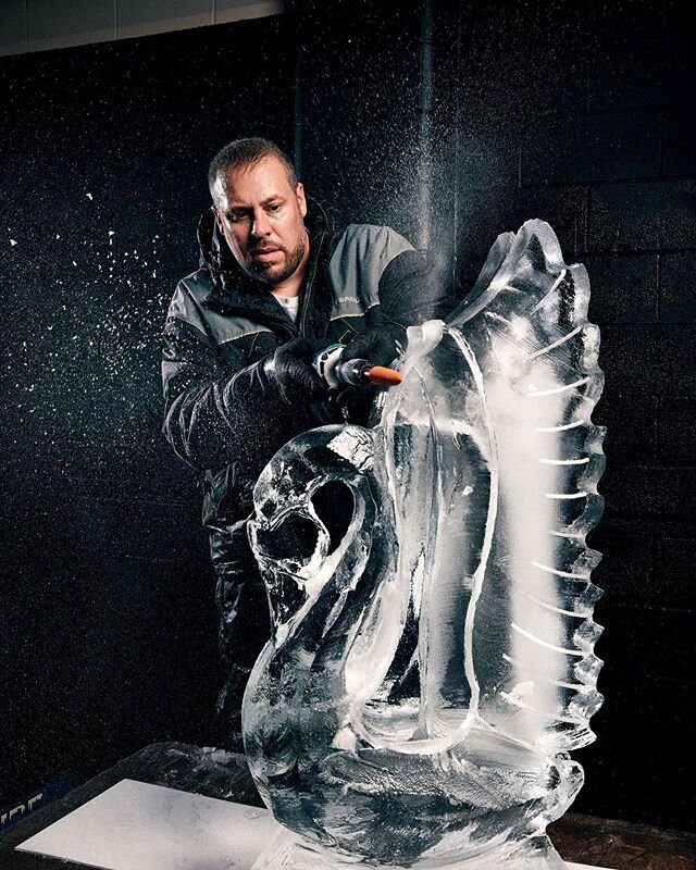 Portrait of Brady Lantz, president of and master chill slicer at Arctic Diamond - shot for @cincinnatimagazine 
_____________________ 
#portraitphotography #editorialphotography #icesculptures #localbusiness #cincinnatiphotographer #iceartist