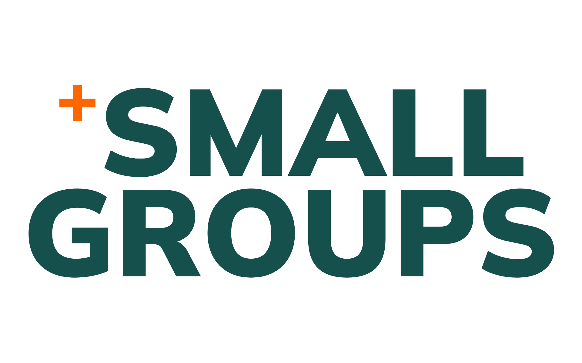 A small orange plus symbol followed by the word Small in Bold Lettering. The Word Groups is underneath in bold. Both words are in a dark green colourUnderneath