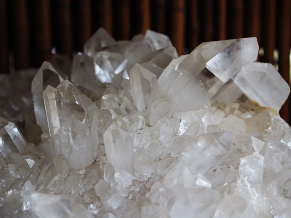 Incredible crystal clusters can be found all over the property. Clear quartz is considered to be the 'Master Healer' and a cluster such as this one can be used to cleanse and charge the energies of other stones placed on top of it. 