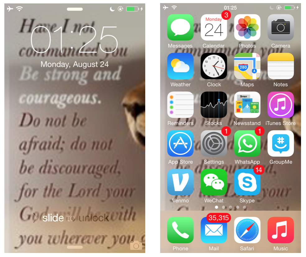Teo’s smartphone home page
