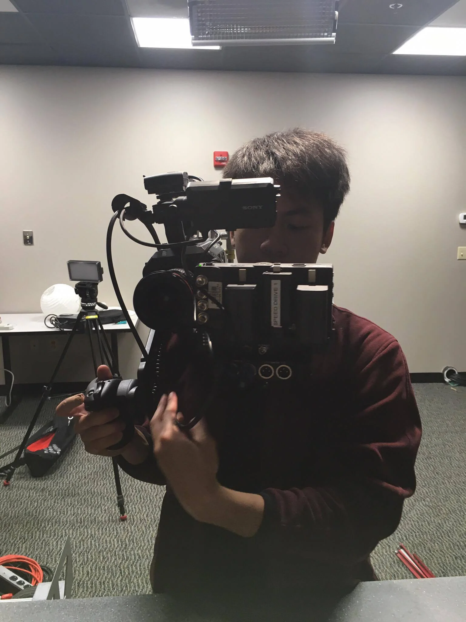 Me rigging the FS7 for a night shoot.
