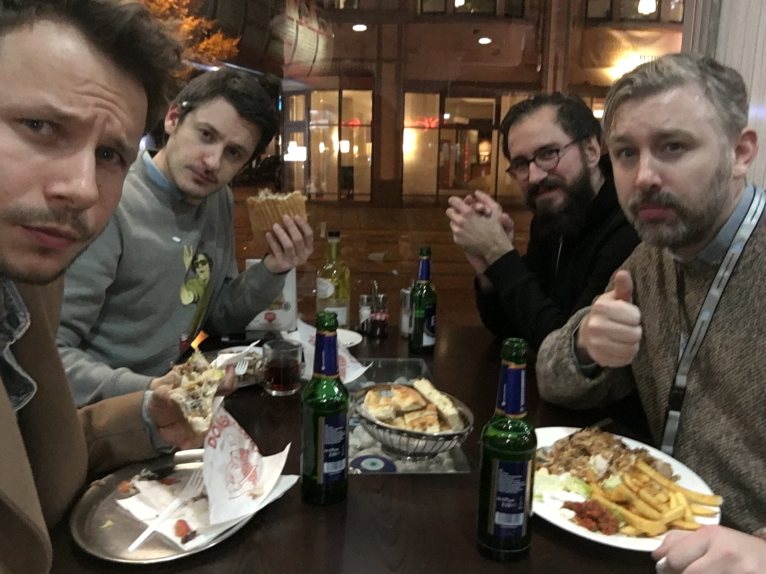 Catching a late night kebab with director Ilya Naishuller after his Q&A screening of Hardcore Henry and Floating Skyscrapers actor Mateusz Banasiuk.