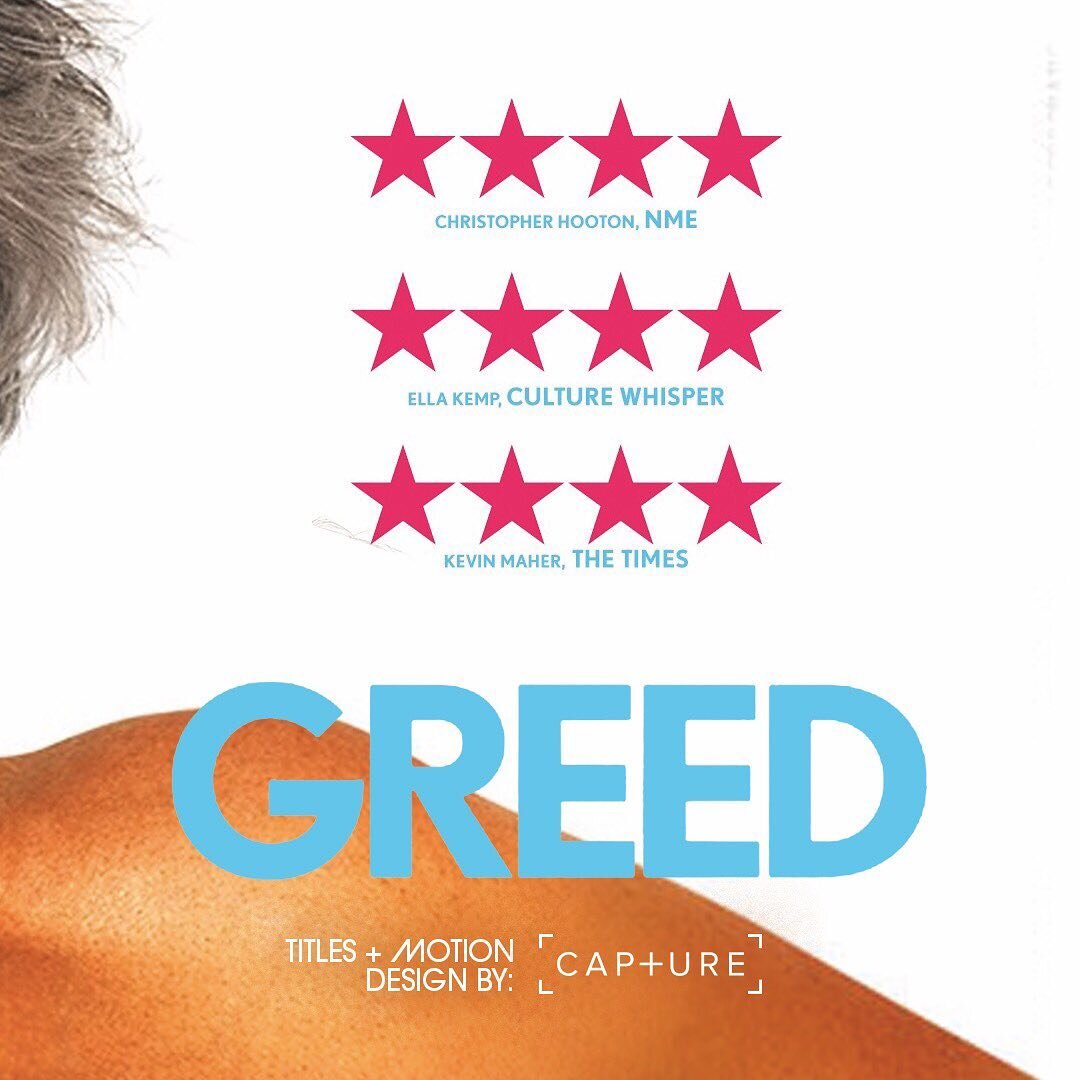 Capture were tasked with creating the Opening Titles, and multiple motion design elements across the Revolution Films&rsquo; production of #michaelwinterbottom &lsquo;s GREED #greedmovie IN CINEMAS NOW. #titledesign #motiondesign  #motiongraphics