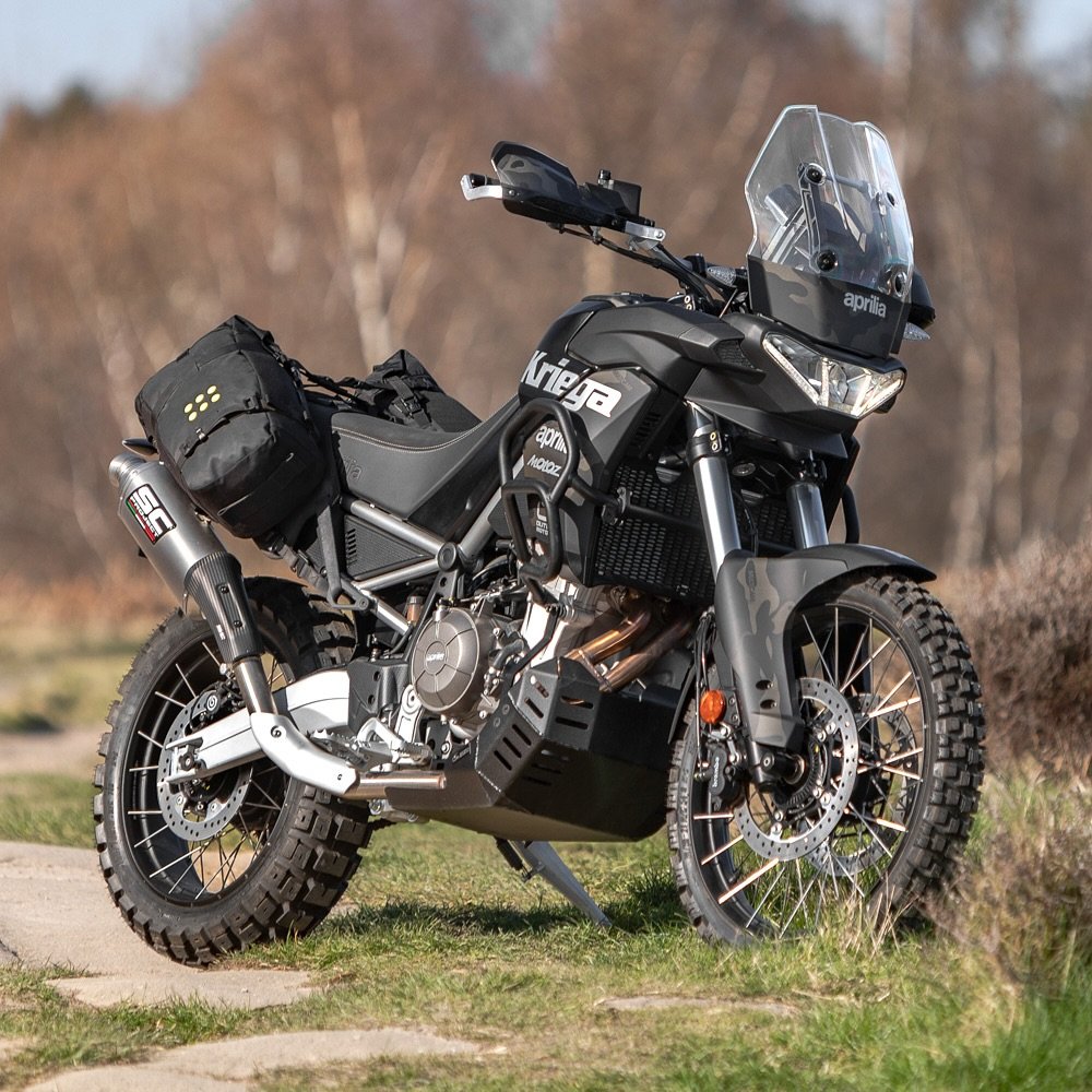 We treated our #apriliatuareg660 to a makeover. 
&bull; OS-BASE Tuareg edition with OS-12 Packs
&bull; MultiCam Black livery (to match the camo luggage in our range
&bull; @outback_motortek protection
&bull; @motozhq rubber
&bull; @scprojectexhaustof