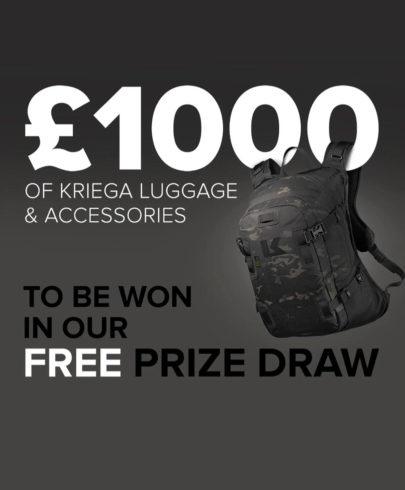 You have 24 hours* to sign up to our mailing list for the chance to win your choice of &pound;1000 of Kriega luggage &amp; accessories.
We won&rsquo;t bury you with emails, don&rsquo;t worry. 
Link in bio
T&amp;Cs on our website
* 17:00 GMT 13 August