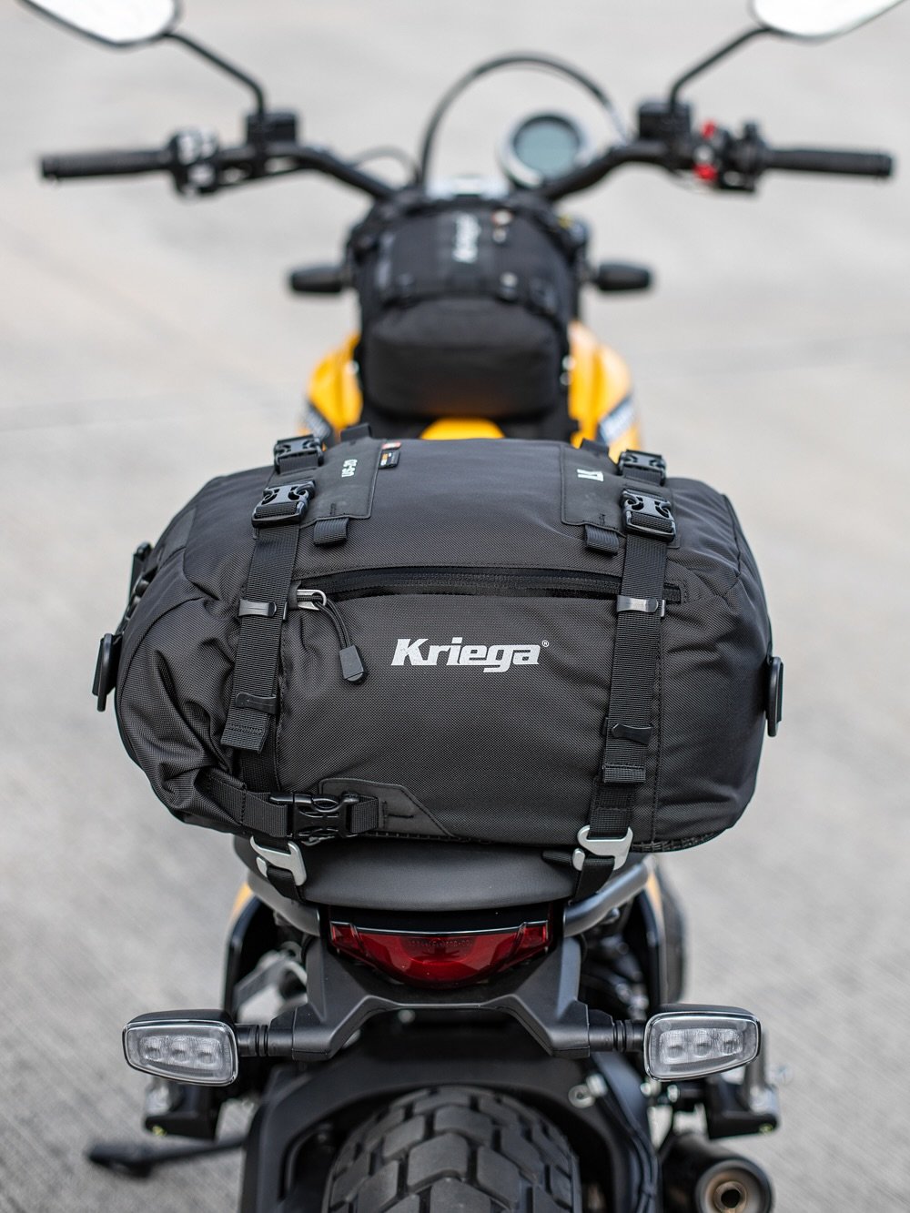 Kriega US-20 on the back: US-5 &amp; TANK adapter on the front.
Universal-fit luggage proven to survive years of use &amp; countless miles. Use it on your current bike, &amp; the one after, &amp; the one after, &amp; the one after&hellip;
.
.
#ridekr