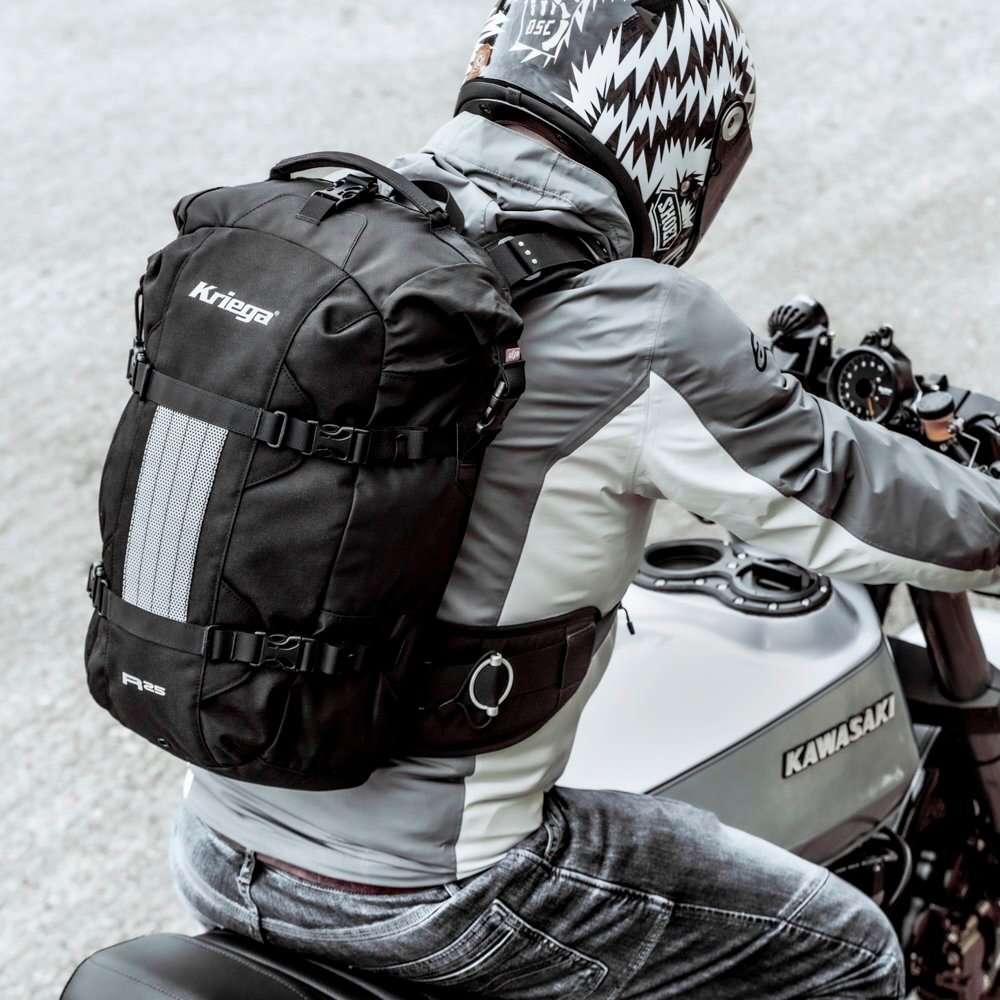 The R25 is our heavy-duty hauler with our Quadloc harness. The second product Kriega ever released, the R25 was updated to include a waterproof Drypack section. Choose regular or Guy Martin Edition. 
Scroll to see what one owner thinks of it.
.
.
#kr