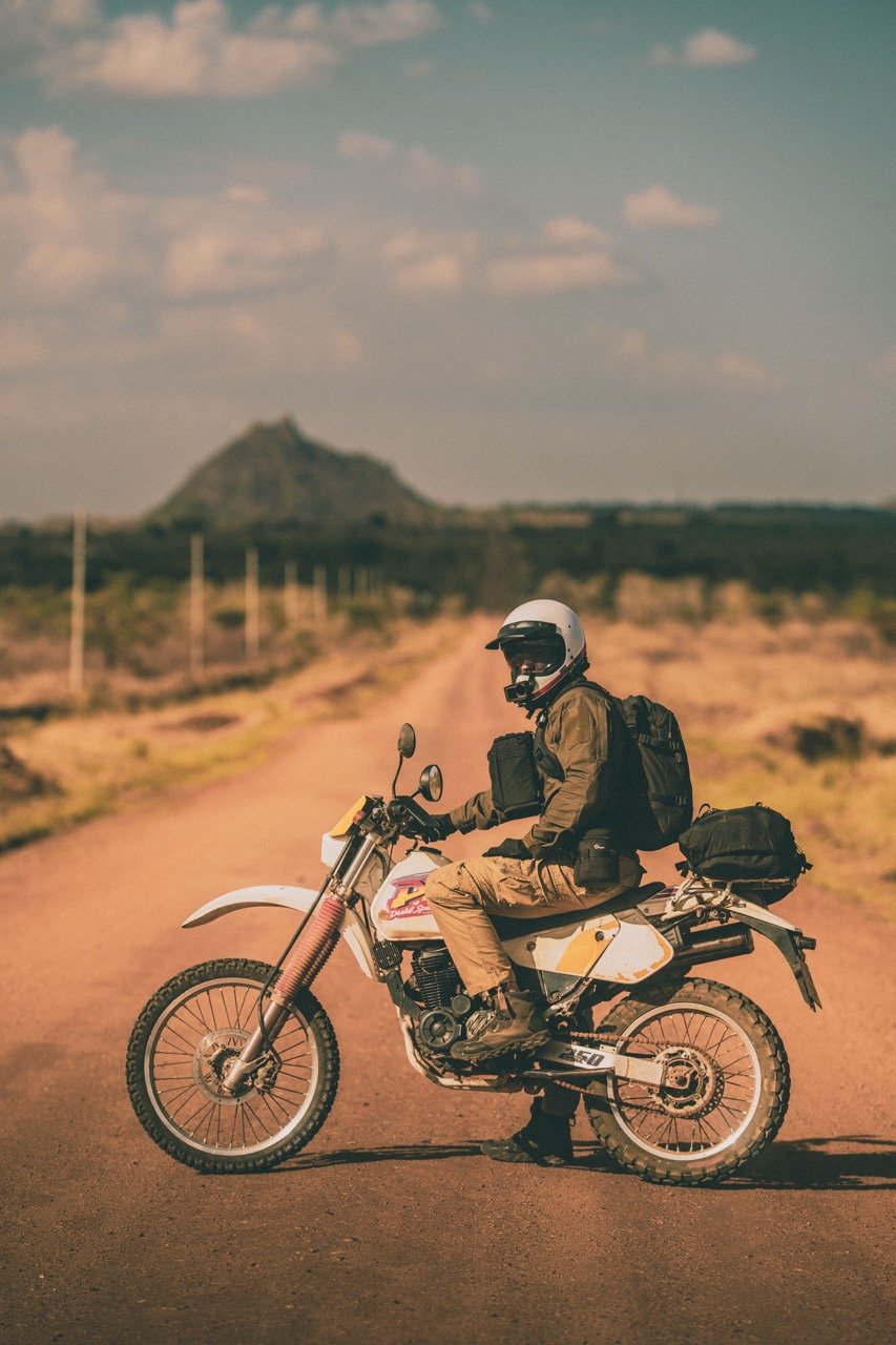 Suzuki DRZ adventure bike in Uganda