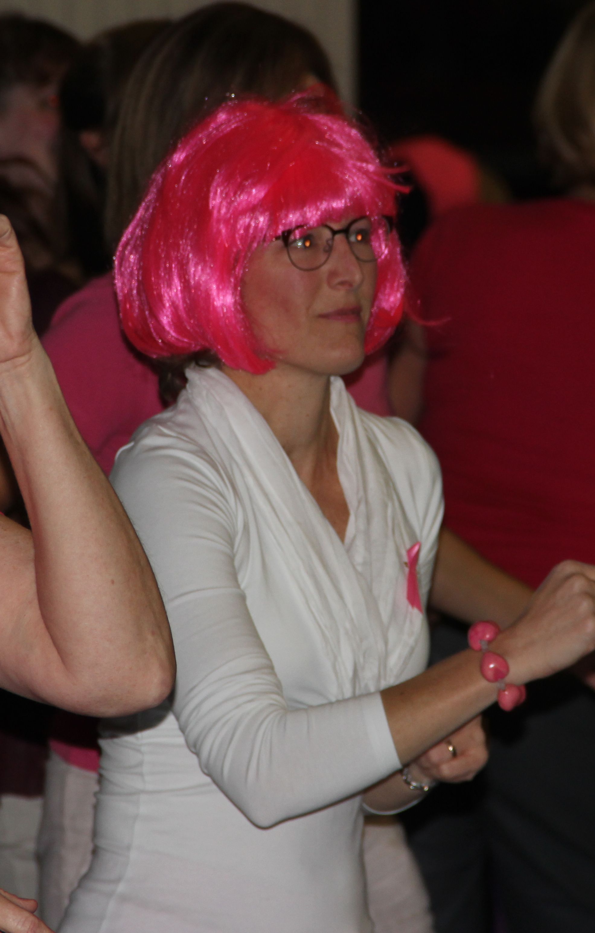 lady with pink wig