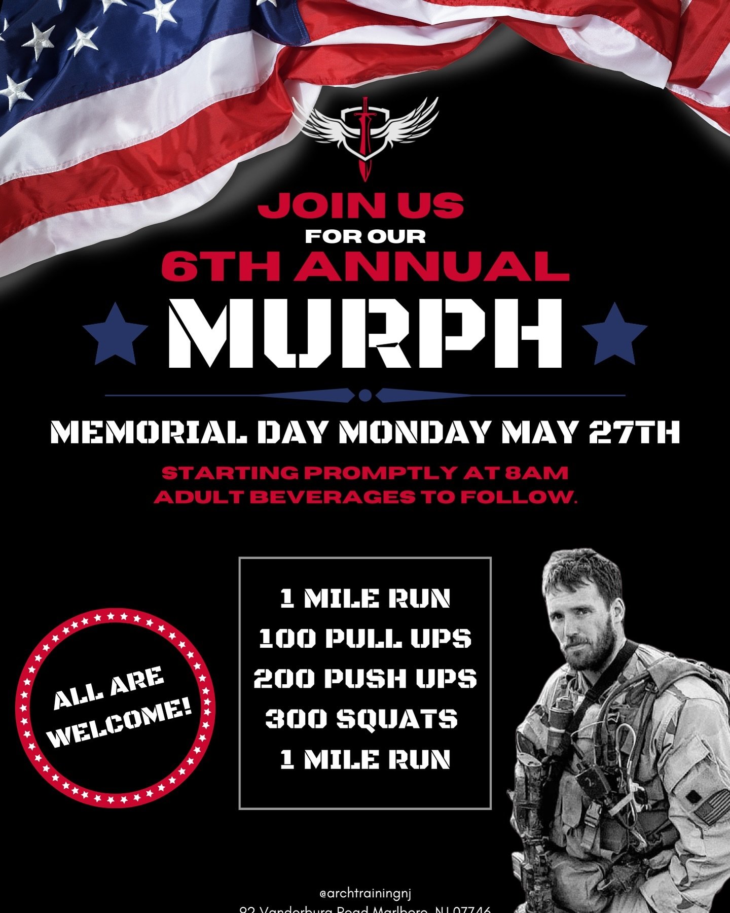 🇺🇸Join us on Memorial Day Monday May 27th at 8AM for our 6th Annual MURPH! 👊

▪️What is the MURPH?
&bull;This hero WOD &ldquo;Murph&rdquo; honors the life of Lieutenant Michael Murphy from Patchogue, NY, who died serving in Afghanistan in 2005.
▪️