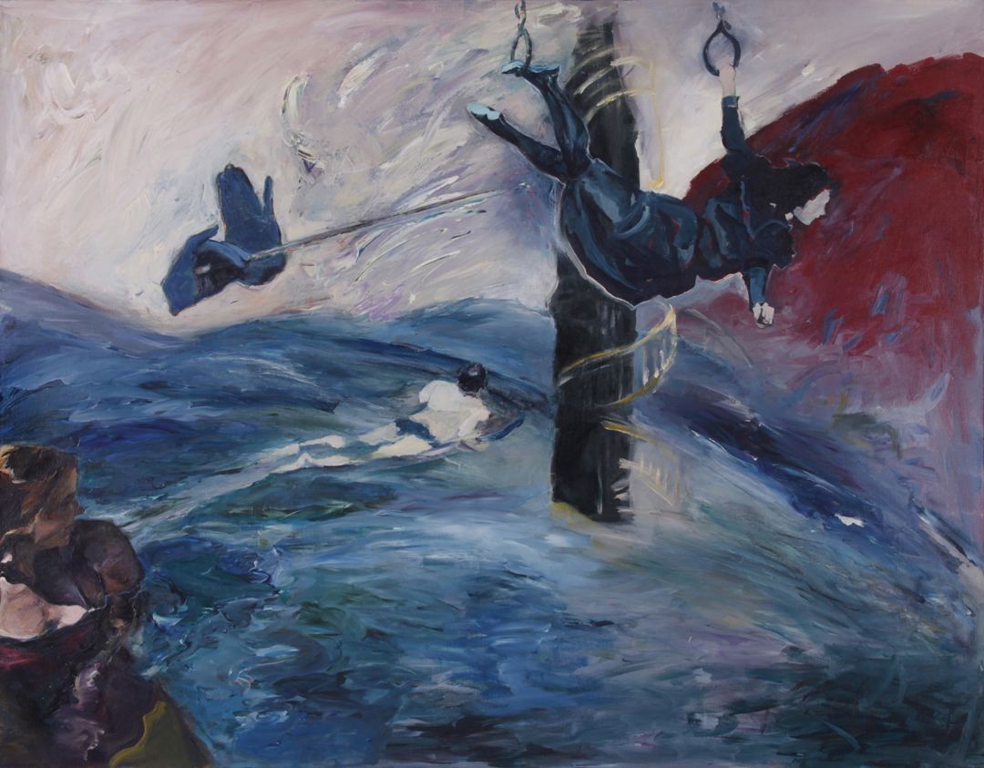 Thoughts Have Wings, 1987, acrylic on canvas, 42" x 54". 
