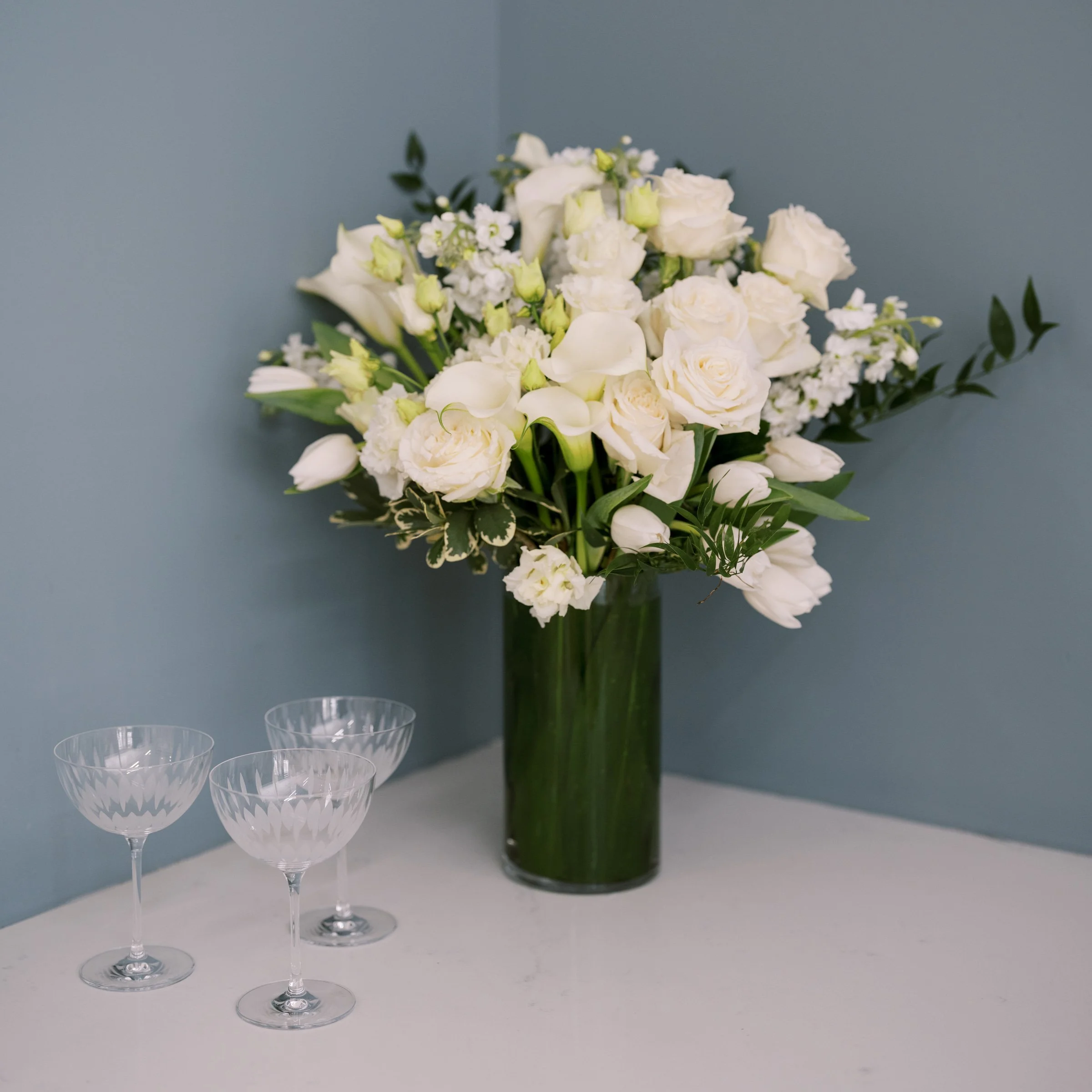 Champagne during a private bridal appointment at Alexia's Charlotte boutique.