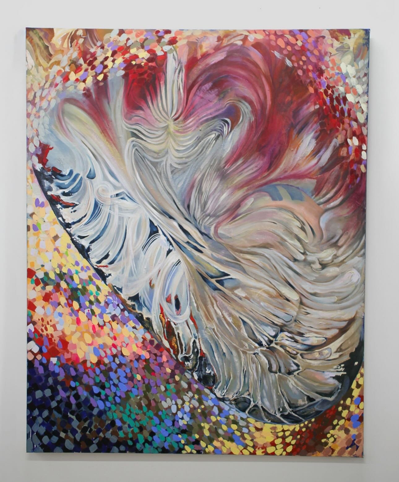 A fragile few years and the tenderness required
48x60in
Oil on canvas 
2024
Finished in May but finally got into a space with good lighting recently!
.
.
#art#artist#artistsoninstagram#artgallery#artcollector#artoftheday#abstract#abstractpainting#abs