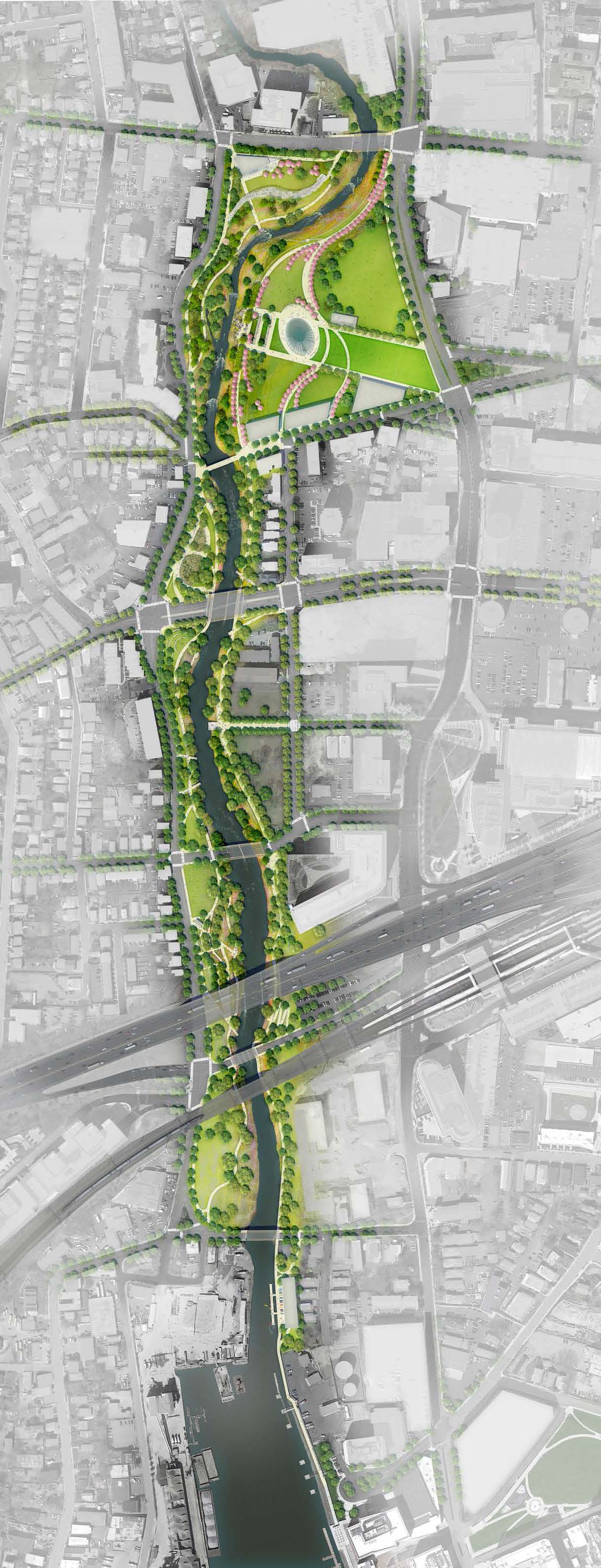 Mill River Park and Greenway Masterplan © OLIN