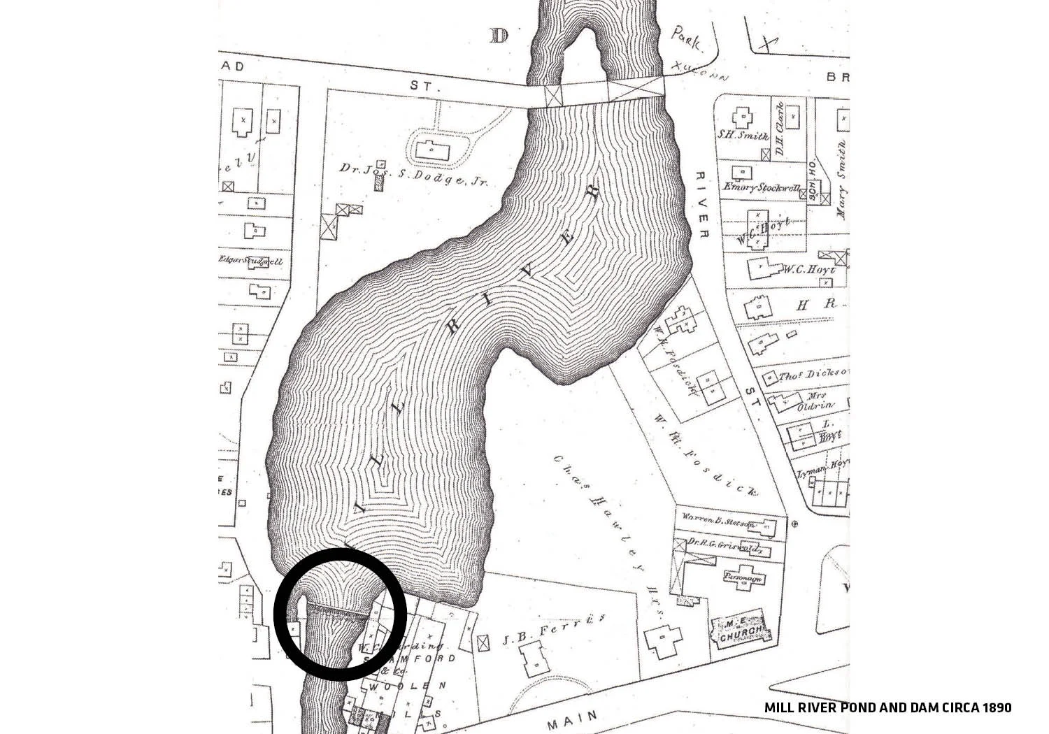 Plan of Mill River circa 1870