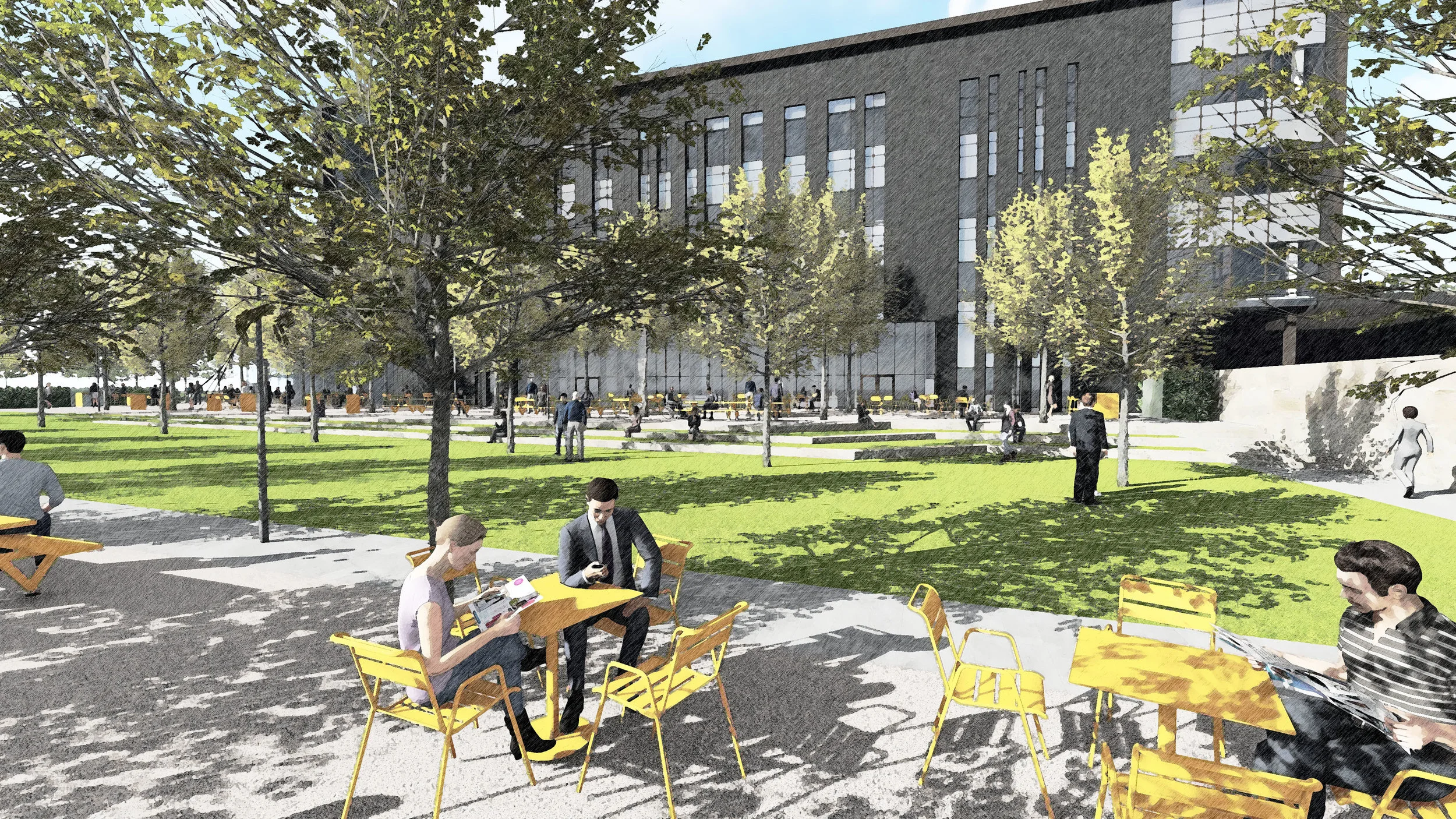 View across the Lawn to the Tech Terrace © OLIN