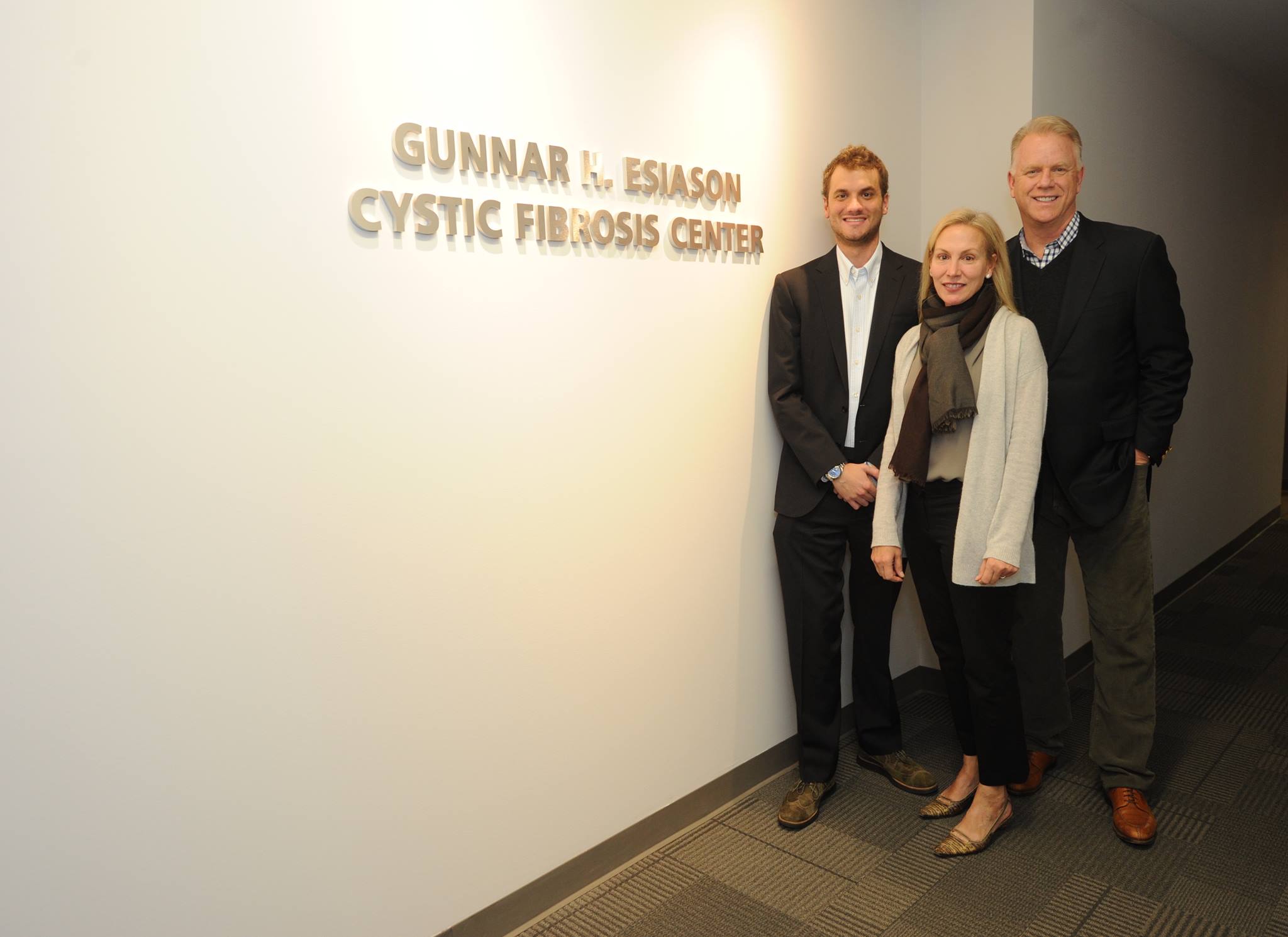 Gunnar and his parents at the dedication ceremony for the Cystic Fibrosis Center at Morristown Medical Center.