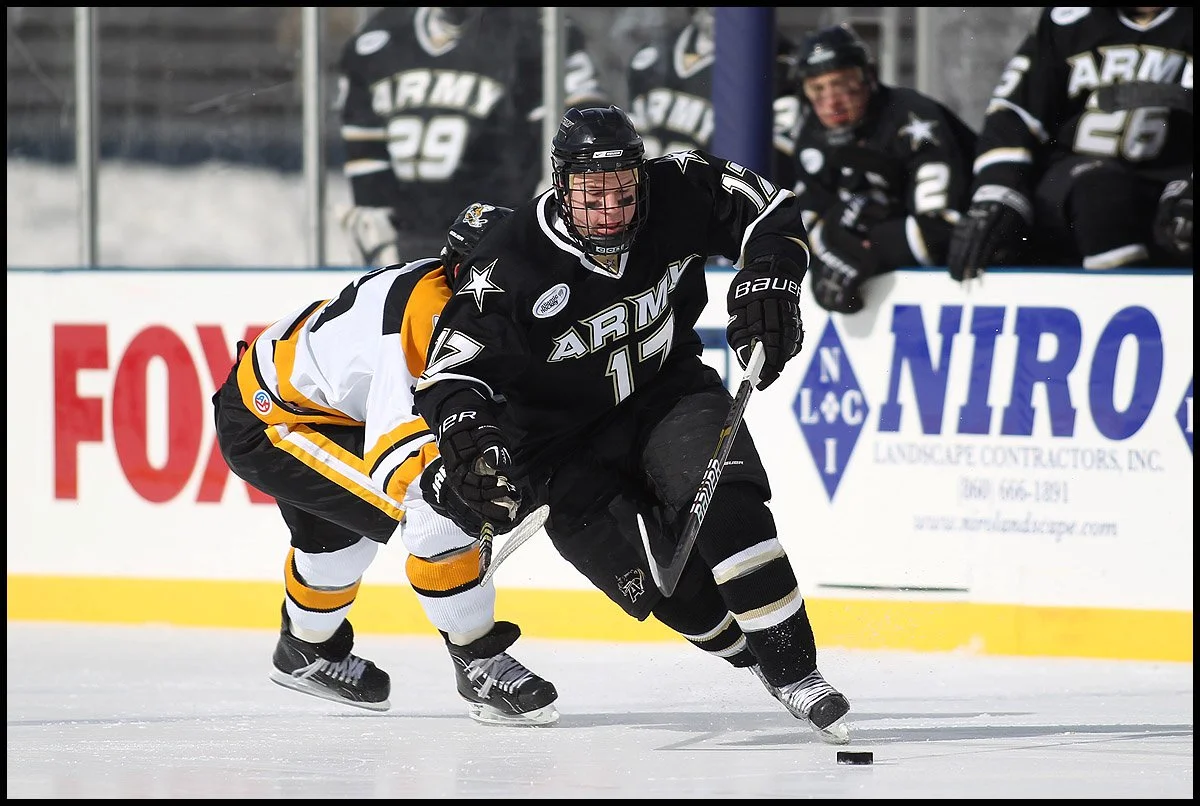 Mike Santee is a retired hockey player who ended his career at the United States Military Academy.